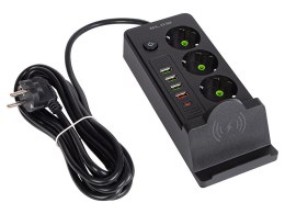 98-237# Przedłużacz sieciowy ps-350u 3-gniazda 4xusb+usb-pd 3m biały 3x1mm