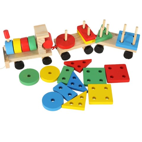KOLEJKA POCIĄG LOKOMOTYWA KLOCKI DREWNIANE SORTER UKŁADANKA ZRĘCZNOŚCIOWA 30CM KOLEJKA POCIĄG LOKOMOTYWA KLOCKI DREWNIANE SORTER UKŁADANKA ZRĘCZNOŚCIOWA 30CM