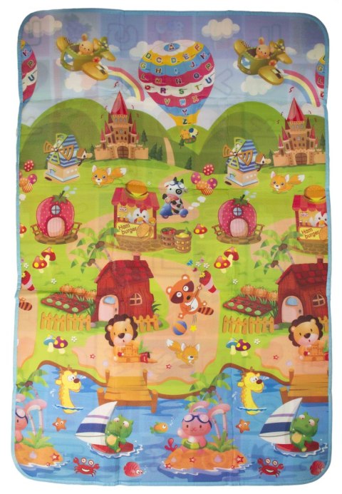 MATA EDUKACYJNA PIANKOWA DWUSTRONNA SKŁADANA BAJKOWY ŚWIAT 180 X 120 CM MATA EDUKACYJNA PIANKOWA DWUSTRONNA SKŁADANA BAJKOWY ŚWIAT 180 X 120 CM