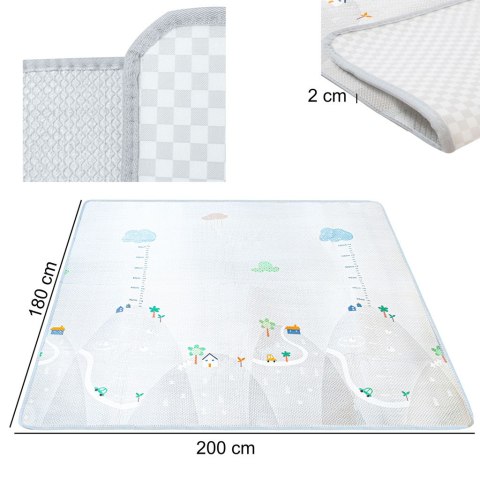 MATA EDUKACYJNA PIANKOWA MIARKA WZROSTU SZARA 200 X 180 CM MATA EDUKACYJNA PIANKOWA MIARKA WZROSTU SZARA 200 X 180 CM