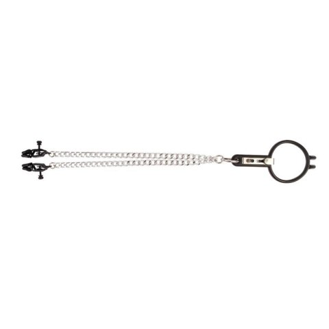 Humiliate Mouth Spreader with Nipple Clamps Humiliate Mouth Spreader with Nipple Clamps