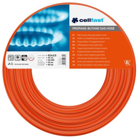 Wąż do gazu propan-butan 9mm x 2,5mm Cellfast 25m Wąż do gazu propan-butan 9mm x 2,5mm Cellfast 25m