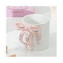 KuBek ceramiczny Biały perłowy z różową kokardą 350ml 1szt CUP23