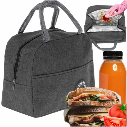 TORBA TERMICZNA NA LUNCH JEDZENIE ŚNIADANIOWA IZOLACYJNA LUNCH SZARA TORBA TERMICZNA NA LUNCH JEDZENIE ŚNIADANIOWA IZOLACYJNA LUNCH SZARA