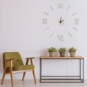 ZEGAR ŚCIENNY NAKLEJANY DIY REGULOWANY RZYMSKI SREBRNY 130CM