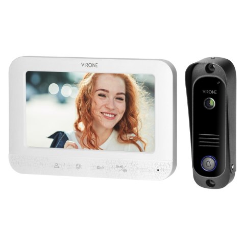 Zestaw wideodomofonowy bezsłuchawkowy, monitor 7" LCD, interkom biały, SETAR Zestaw wideodomofonowy bezsłuchawkowy, monitor 7" LCD, interkom biały, SETAR