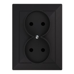 Gniazdo podwójne p/t 2x2P Pearl, 16A, 250V, PT-5 P, czarny