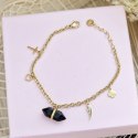 Bransoletka na rękę stal chirurgiczna pozłacana 14k złotem kryształ górski BST1407CZ