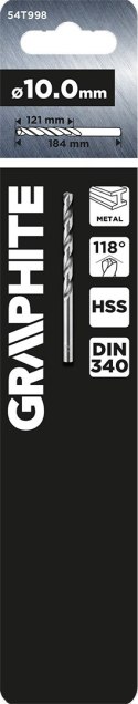 WIERTŁO DO METALU HSS, DIN 340,  PRZEDŁUŻANE, 10 MM