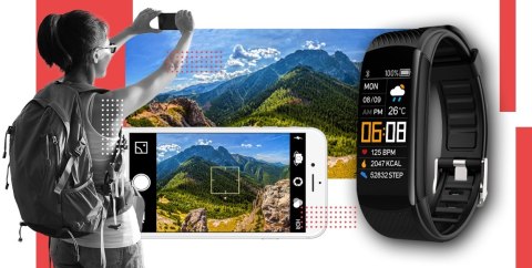SMARTBAND GIEWONT FIT&GO DUO GW200-1 - BLACK + PASEK ALERT RED SMARTBAND GIEWONT FIT&GO DUO GW200-1 - BLACK + PASEK ALERT RED