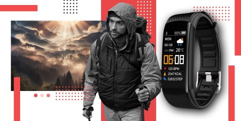 SMARTBAND GIEWONT FIT&GO DUO GW200-1 - BLACK + PASEK ALERT RED SMARTBAND GIEWONT FIT&GO DUO GW200-1 - BLACK + PASEK ALERT RED