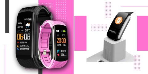 SMARTBAND GIEWONT FIT&GO DUO GW200-4 - BLACK + PASEK THINK PINK SMARTBAND GIEWONT FIT&GO DUO GW200-4 - BLACK + PASEK THINK PINK
