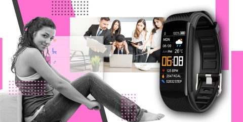 SMARTBAND GIEWONT FIT&GO DUO GW200-4 - BLACK + PASEK THINK PINK SMARTBAND GIEWONT FIT&GO DUO GW200-4 - BLACK + PASEK THINK PINK