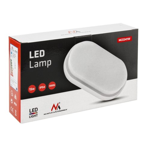 Lampa LED Maclean, ścienno sufitowa, kolor biały, 1100lm, 15W, IP54 , barwa neutralna (4000K), MCE341 W Lampa LED Maclean, ścienno sufitowa, kolor biały, 1100lm, 15W, IP54 , barwa neutralna (4000K), MCE341 W