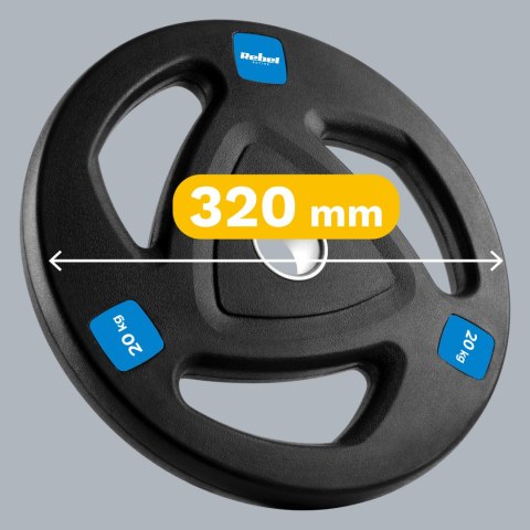 Obciążenie żeliwne olimpijskie gumowane 20kg, otwór 51mm , REBEL ACTIVE Obciążenie żeliwne olimpijskie gumowane 20kg, otwór 51mm , REBEL ACTIVE