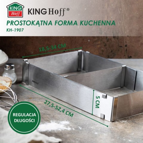 REGULOWANA FORMA DO CIASTA 34-52 X 27-18,5 X 5CM TORTOWNICA RANT CUKIERNICZY KINGHOFF KH-1907 REGULOWANA FORMA DO CIASTA 34-52 X 27-18,5 X 5CM TORTOWNICA RANT CUKIERNICZY KINGHOFF KH-1907