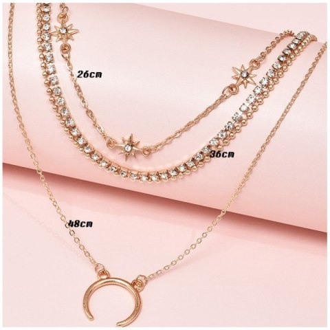 Naszyjnik choker delikatny 4W1 poczwórny złoty N747