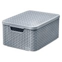 Koszyk z pokrywą Curver Rattan Style M jasny szary