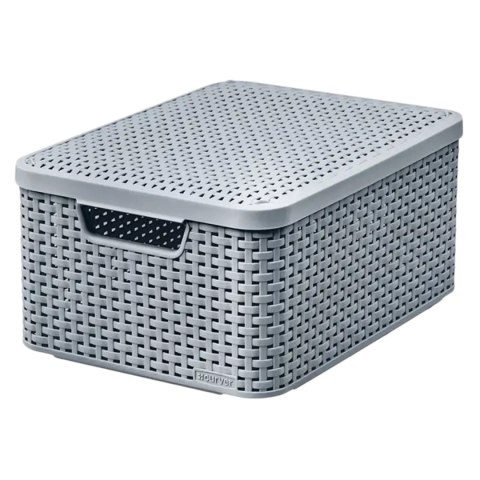 Koszyk z pokrywą Curver Rattan Style M jasny szary Koszyk z pokrywą Curver Rattan Style M jasny szary