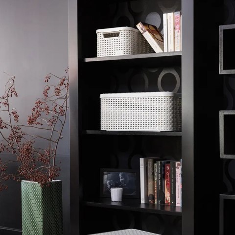 Koszyk z pokrywą Curver Rattan Style M jasny szary Koszyk z pokrywą Curver Rattan Style M jasny szary