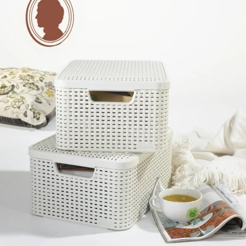Koszyk z pokrywą Curver Rattan Style M jasny szary Koszyk z pokrywą Curver Rattan Style M jasny szary
