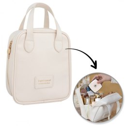 Kosmetyczka organizer na kosmetyki z rączką 17,5x8,5x19cm biała KS128B