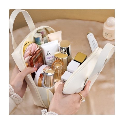 Kosmetyczka organizer na kosmetyki z rączką 17,5x8,5x19cm biała KS128B
