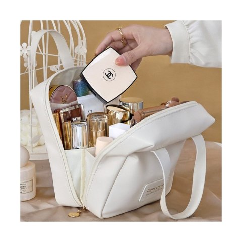 Kosmetyczka organizer na kosmetyki z rączką 17,5x8,5x19cm biała KS128B