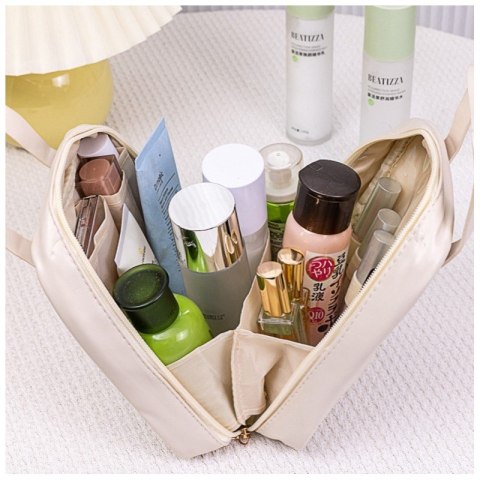 Kosmetyczka organizer na kosmetyki z rączką 17,5x8,5x19cm biała KS128B