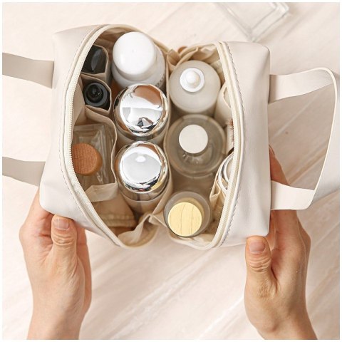 Kosmetyczka organizer na kosmetyki z rączką 17,5x8,5x19cm biała KS128B