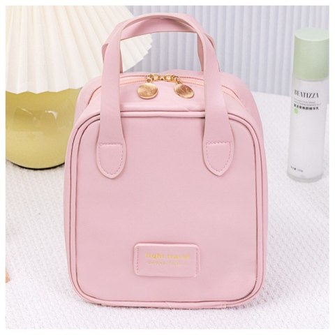 Kosmetyczka organizer na kosmetyki z rączką 17,5x8,5x19cm różowa KS128R