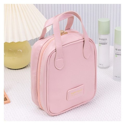 Kosmetyczka organizer na kosmetyki z rączką 17,5x8,5x19cm różowa KS128R