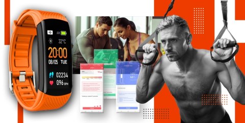 SMARTBAND GIEWONT FIT&GO DUO GW200-9 - BLACK + PASEK ORANGE POWER SMARTBAND GIEWONT FIT&GO DUO GW200-9 - BLACK + PASEK ORANGE POWER