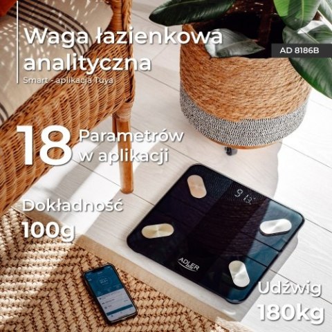 AD 8186 BLACK WAGA ŁAZIENKOWA ANALITYCZNA ? SMART - A PLIKACJA TUYA AD 8186 BLACK WAGA ŁAZIENKOWA ANALITYCZNA ? SMART - A PLIKACJA TUYA