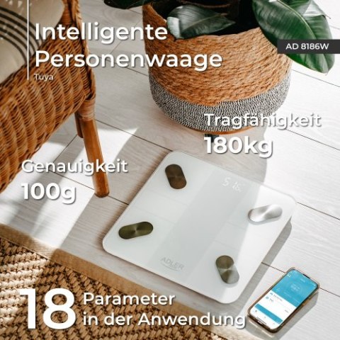 AD 8186 WHITE WAGA ŁAZIENKOWA ANALITYCZNA ? SMART - A PLIKACJA TUYA AD 8186 WHITE WAGA ŁAZIENKOWA ANALITYCZNA ? SMART - A PLIKACJA TUYA