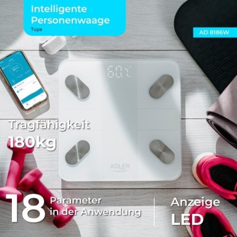 AD 8186 WHITE WAGA ŁAZIENKOWA ANALITYCZNA ? SMART - A PLIKACJA TUYA AD 8186 WHITE WAGA ŁAZIENKOWA ANALITYCZNA ? SMART - A PLIKACJA TUYA