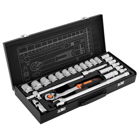 Klucze nasadowe 1/2" , zestaw 25 szt., CrV Klucze nasadowe 1/2" , zestaw 25 szt., CrV