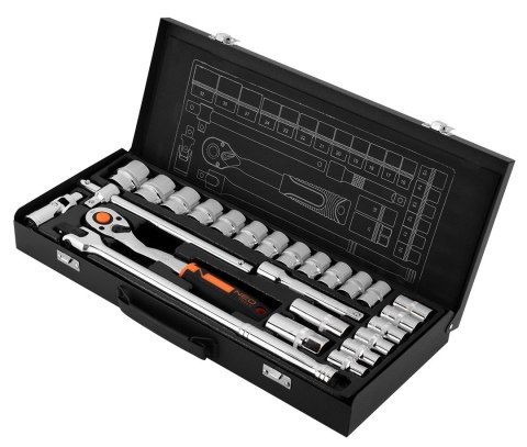 Klucze nasadowe 1/2" , zestaw 25 szt., CrV Klucze nasadowe 1/2" , zestaw 25 szt., CrV