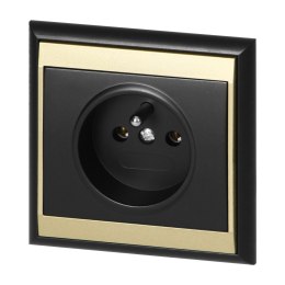 Gniazdo pojedyncze p/t 2P+Z Luna, 16A, 250V, PT-16L, czarny/złoty