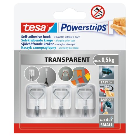Haczyki samoprzylep.powerstrips 3 szt.druciane transprentne Haczyki samoprzylep.powerstrips 3 szt.druciane transprentne