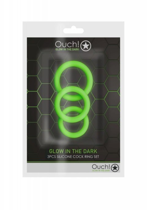 3 pcs Cock Ring Set - Glow in the Dark - Neon Green 3 pcs Cock Ring Set - Glow in the Dark - Neon Green