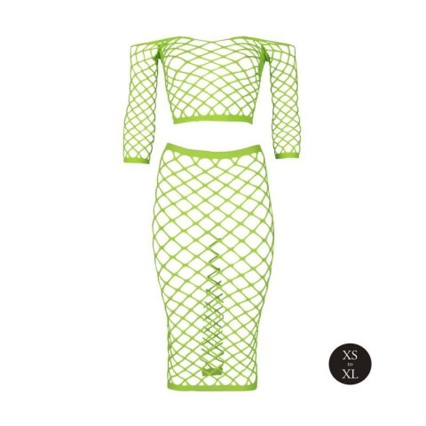 Long Sleeve Crop Top and Long Skirt - Green - XS/XL Long Sleeve Crop Top and Long Skirt - Green - XS/XL