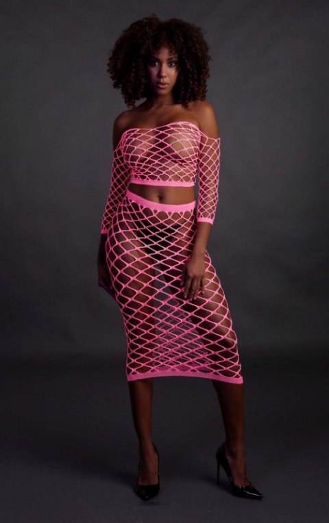 Long Sleeve Crop Top and Long Skirt - Pink - XS/XL Long Sleeve Crop Top and Long Skirt - Pink - XS/XL