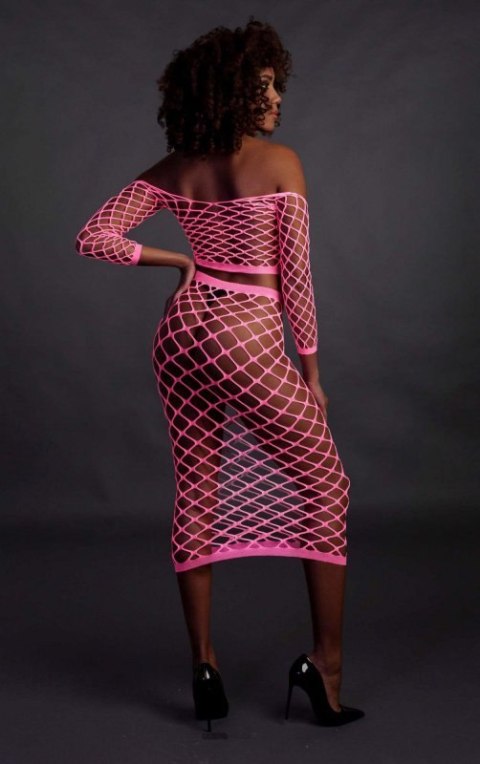 Long Sleeve Crop Top and Long Skirt - Pink - XS/XL Long Sleeve Crop Top and Long Skirt - Pink - XS/XL