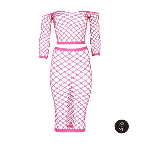Long Sleeve Crop Top and Long Skirt - Pink - XS/XL Long Sleeve Crop Top and Long Skirt - Pink - XS/XL