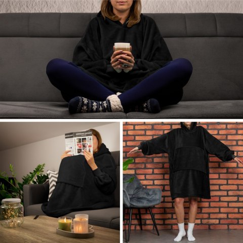 BLUZAIR BLUZA KOĆ HOODIE OVERSIZE POLSKA CZARNY BLUZAIR BLUZA KOĆ HOODIE OVERSIZE POLSKA CZARNY