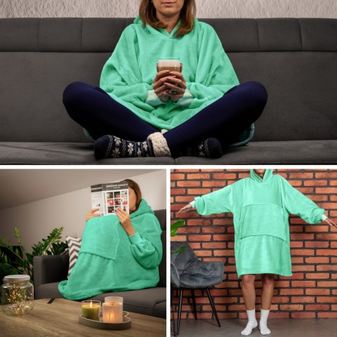 BLUZAIR BLUZA KOĆ Z KAPTUREM XXL CIEPŁA MIĘTOWY BLUZAIR BLUZA KOĆ Z KAPTUREM XXL CIEPŁA MIĘTOWY