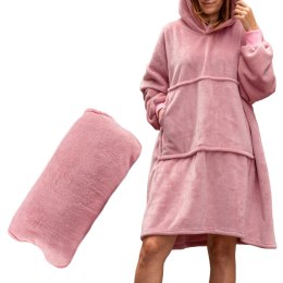 BLUZAIR BLUZA KOĆ Z KAPTUREM XXL CIEPŁA RÓŻOWY 4W1