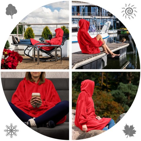 BLUZAIR KOĆO BLUZA OVERSIZE KAPTUREM CZERWONA 4W1 BLUZAIR KOĆO BLUZA OVERSIZE KAPTUREM CZERWONA 4W1