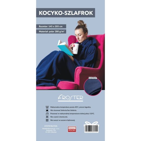 KOĆYKO - SZLAFROK GRANATOWY Z RĘKAWAMI POLAROWY KOĆYKO - SZLAFROK GRANATOWY Z RĘKAWAMI POLAROWY
